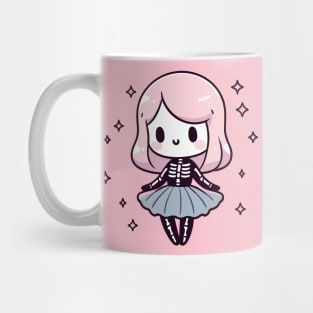 Cute Kawaii Girl in A Halloween Skeleton Costume | Cute Halloween Tee Mug